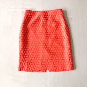 🚫SOLD LOCALLY🚫 J. Crew Business Casual Neon Coral Polka-Dot Pencil Skirt